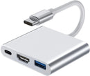 Adaptador 3 em 1 Tipo C para HDMI 4K + Hub USB 3.0 | Conversor de alumínio, compatível com notebook, celular e TV | Hub compacto