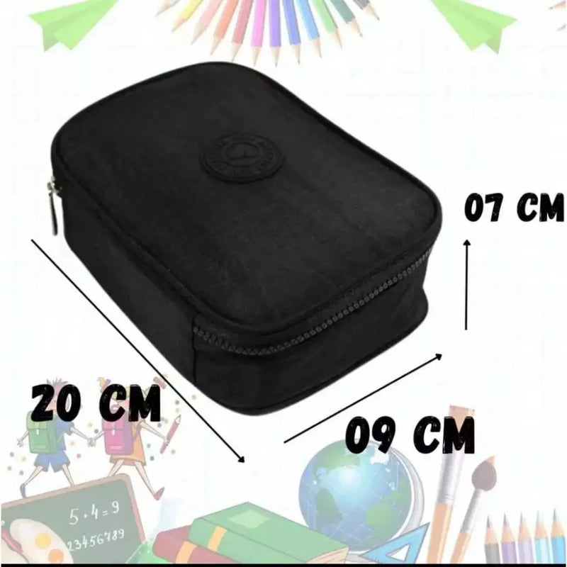 Estojo Caixa Escolar Unissex Ziper Diversas Cores Compartimento Grande