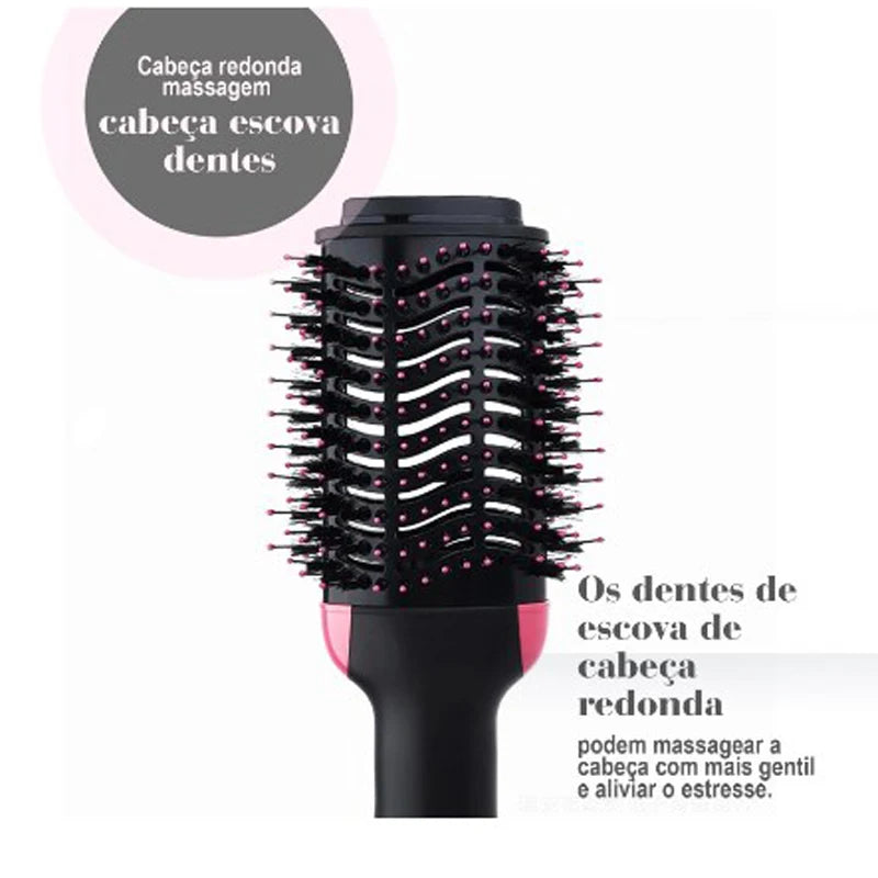 Escova Elétrica Secadora e Modeladora de Cabelo com Ar Quente 3 em 1