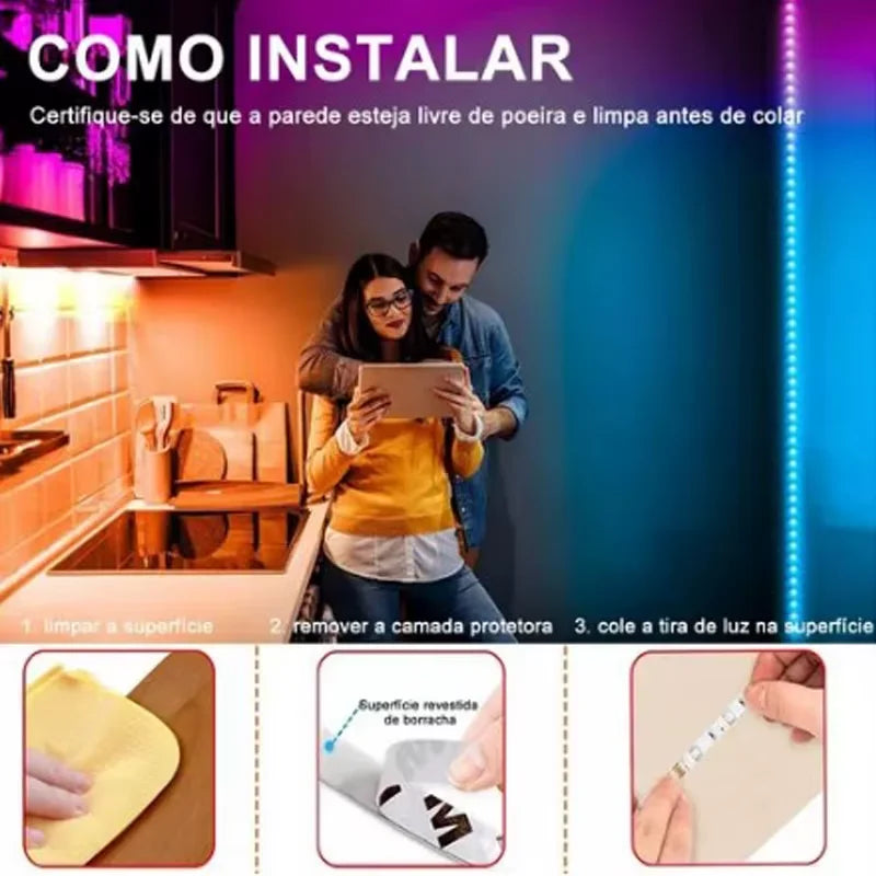 Fita Led Rgb 5050 Rolo 20m Ip65 + Controle + Fonte 24v Bivolt