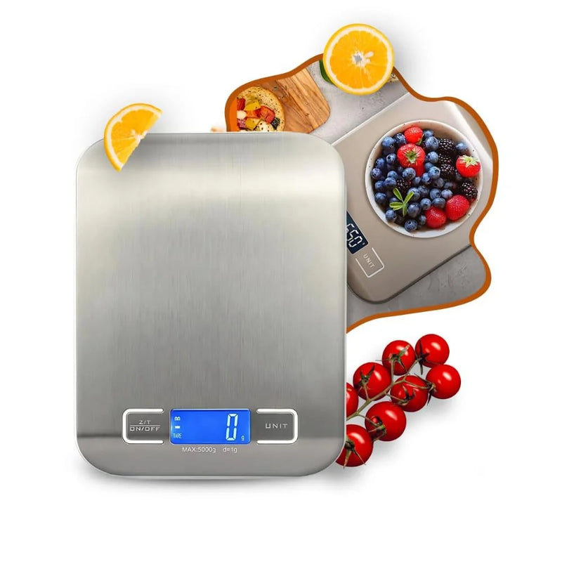 Balança de Cozinha Digital de Alta Precisão 0,1 a 10kg em Aço Inox