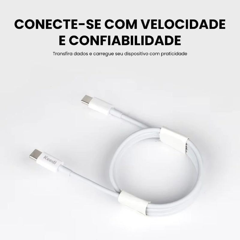 Cabo USB Lightning V8 Tipo C ou Keedi 65W para iPhone, Carregador Rápido, Transferência de Dados, Turbo Potente