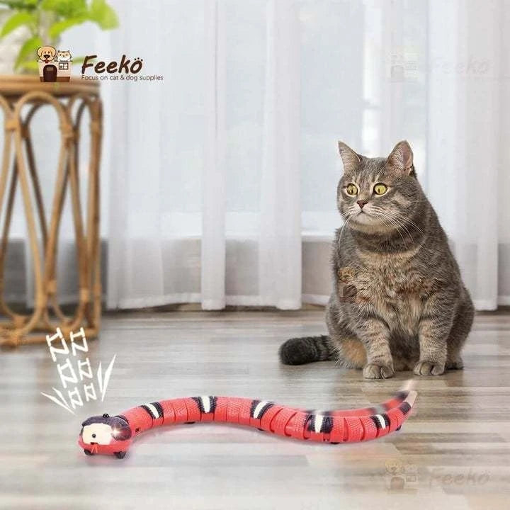 Cobra Elétrica Para Gatos Brinquedo Pet Sensor Inteligente Caça Interativos Animais De Estimação Recarregável Realista