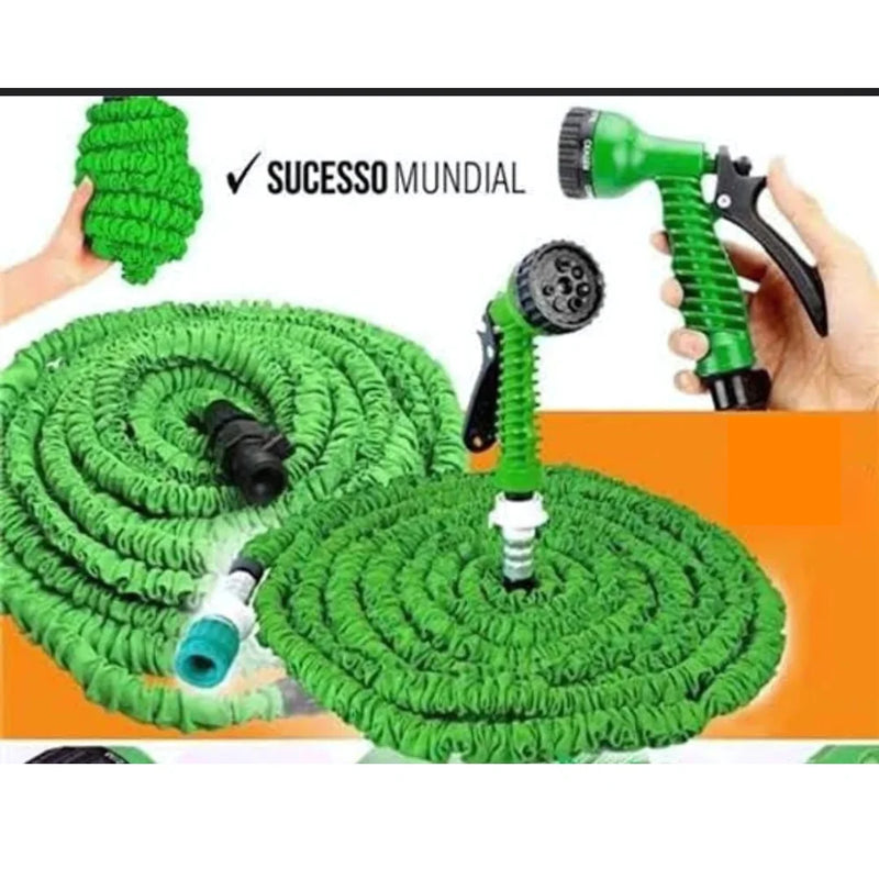 Mangueira de 15 metros expansível e com esguicho para jardim
