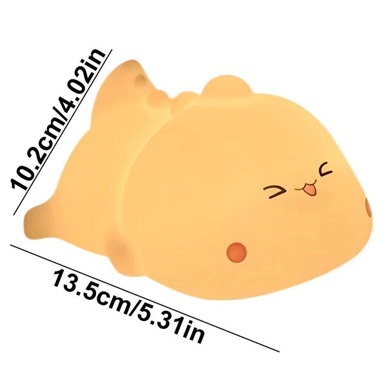 Mini Luminária Dinossauro Fofo Led Silicone Touch Abajur Recarregável