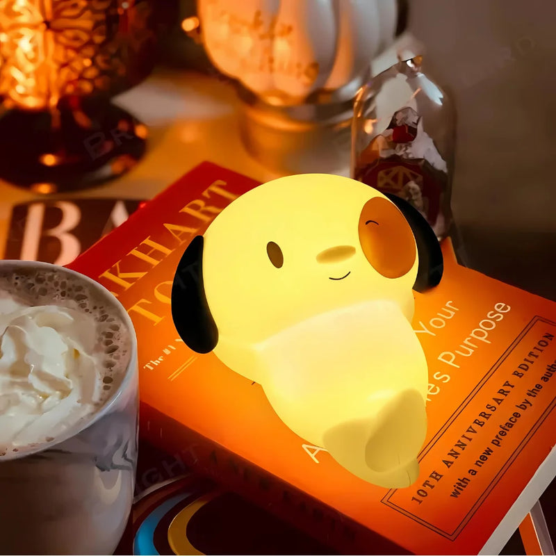 Mini Luminária Fluffy Dog Abajur Led Silicone Touch Recarregável