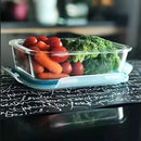 Lancheira de vidro resistente ao calor 400 ml selante retangular selante pote fit