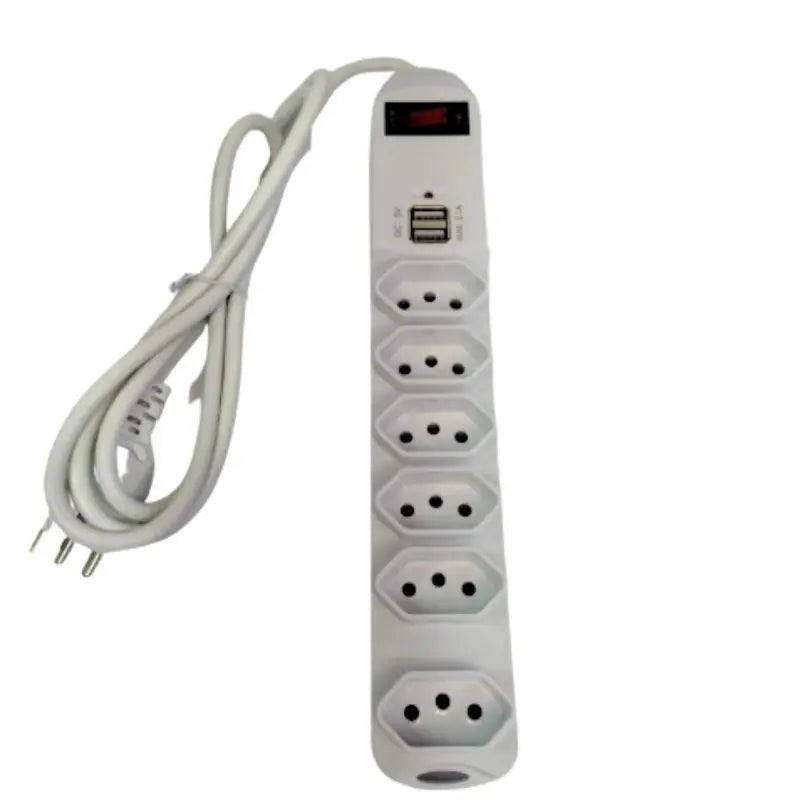 Filtro de Linha Com 6 tomadas, 2 Entrada USB Carregador e Botão Liga e Desliga Geral