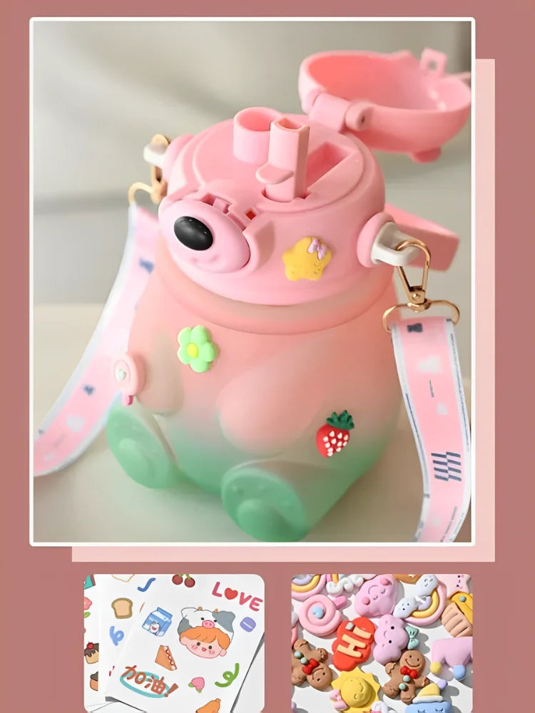 KIT Garrafas de Água 900ML + 200ML Infantil de Urso