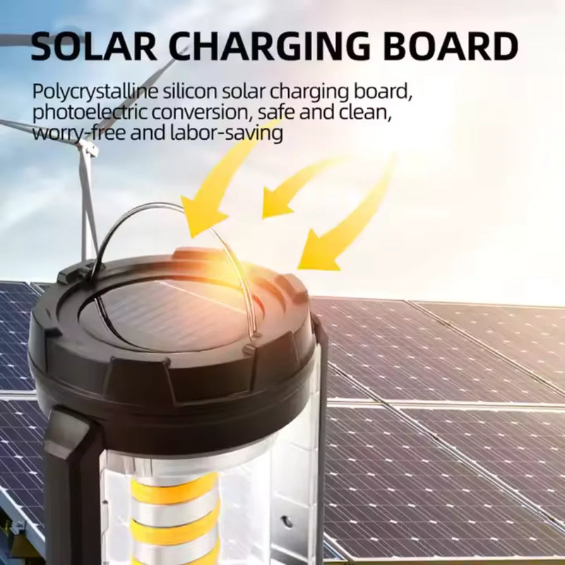 Lanterna Lamparina Luminaria 3 Funçoes Estrela Carregador Solar USB Acampamento Trilha Potente