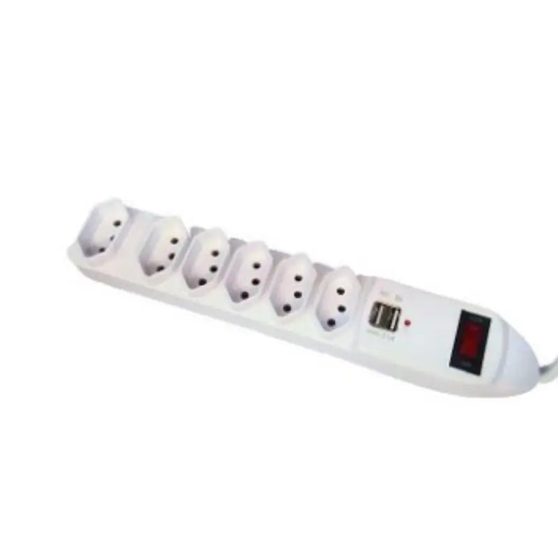 Filtro de Linha Com 6 tomadas, 2 Entrada USB Carregador e Botão Liga e Desliga Geral