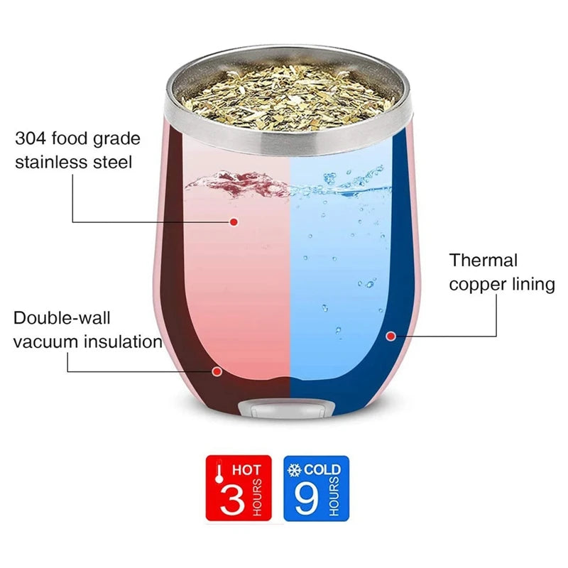 Copo Thallyta Pro Térmico Cuia de Inox 350ml Com Tampa Acrílica Sistema Abre e Fecha