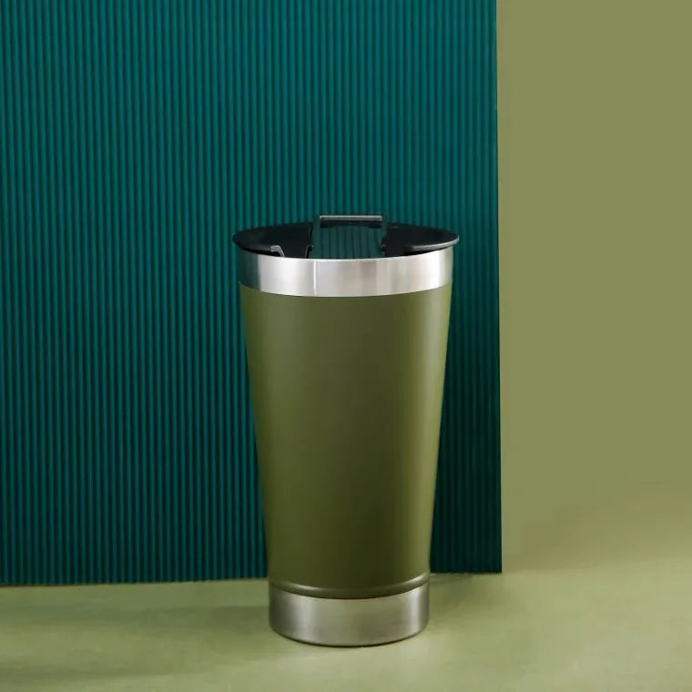 SKYTUR STORE Copo Térmico 473ml COM TAMPA E Abridor Inox Para Cerveja Quente e Gelada