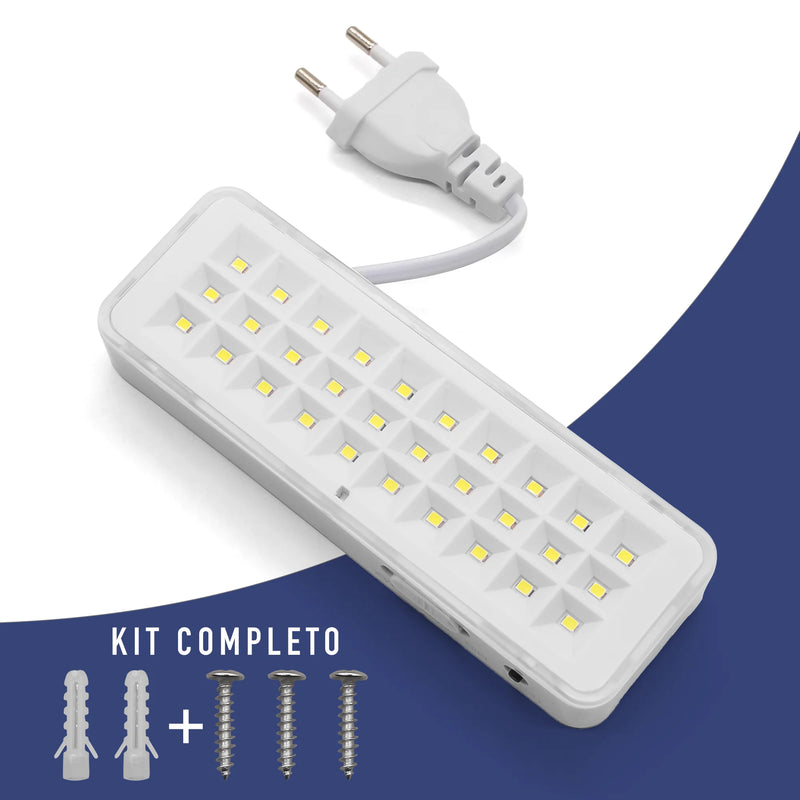 Kit 4 Luminária de Emergência 30 LEDs Bateria Recarregável