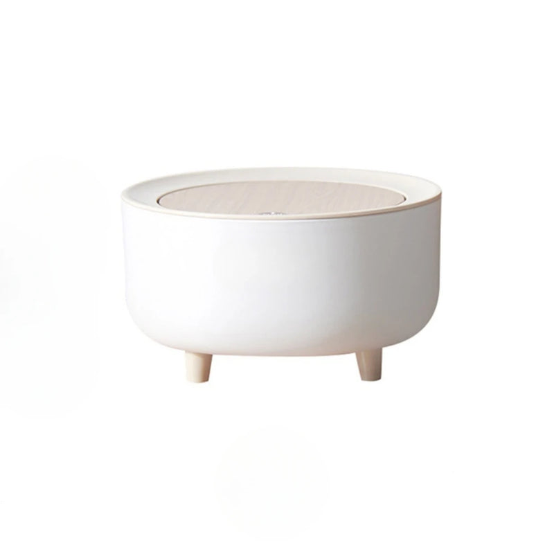 Mini Lixeira Com Pés de Madeira Moderna Com Tampa de Pressão Para Sala Banheiro Cozinha Escritório 2L Redondo e Quadrado