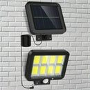 Luminária Solar 120 Parede Cob Sensor Presença 3 Funções Iluminação Externa Energias Renováveis Segurança Jardim