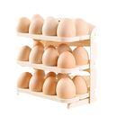 Suporte para porta de ovos de 3 andares com rodinhas para 24 ovos, dispensador de armazenamento e organizador de geladeira