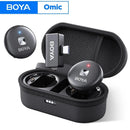 Microfone de lapela sem fio BOYA Omic D/U para iPhone, iPad, Android, smartphone com entrada Type-C, ideal para gravações ao vivo no YouTube, entrevistas e vlogs.