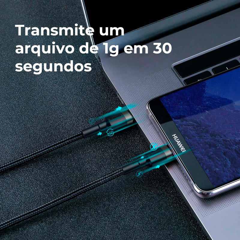 Cabo USB C para USB C Baseus Cafule 60 W para iPhone 15, MacBook, iPad Pro, cabo de carregamento rápido 5A, trança de nylon de 1 m/2 m