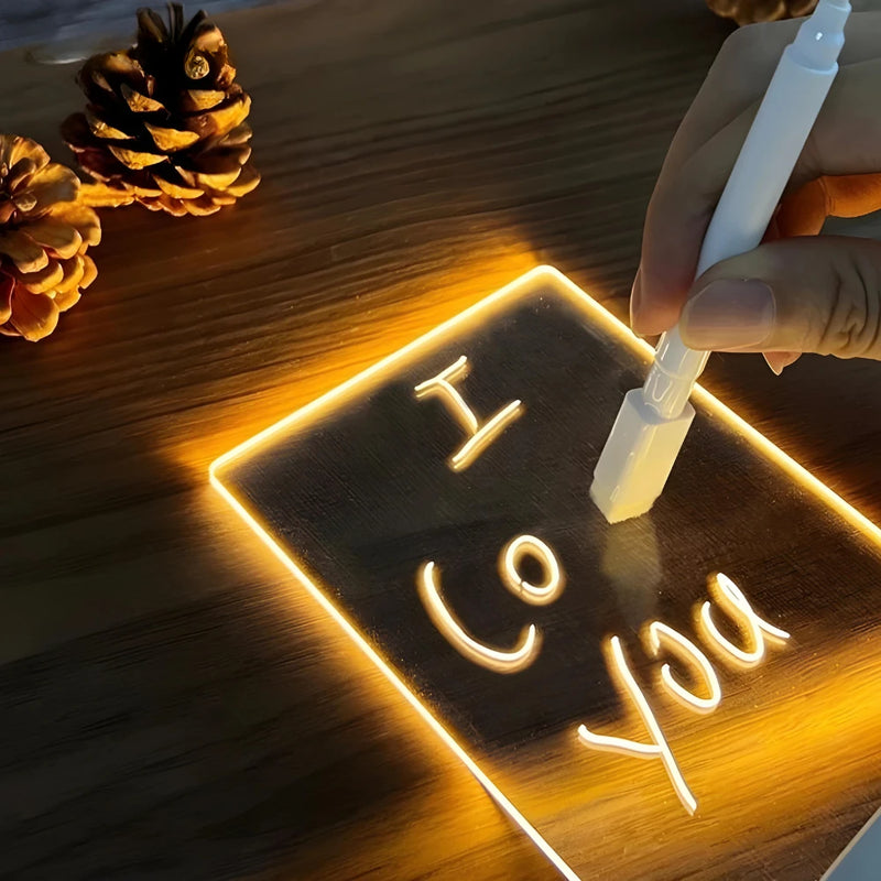 Luminária Lousa De Mesa 3D Com Led E Caneta Para Escrever