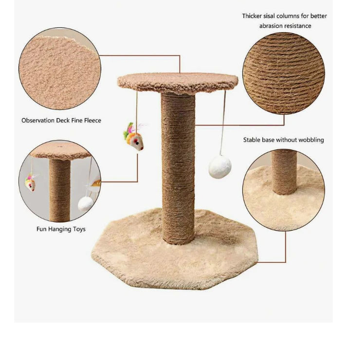 Arranhador Para Gatos Escalador Poste com Brinquedo Gato Duplo Exclusivo Cor Bege(23-19)