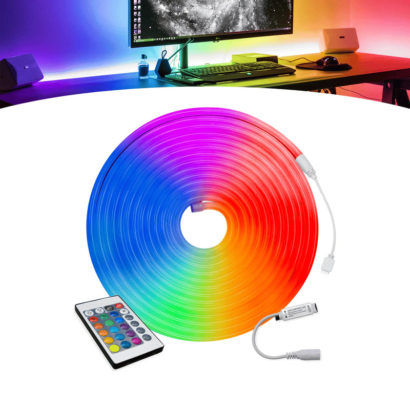 Fita LED Neon RGB Flexível de Alto Brilho 5M 12V com Controle