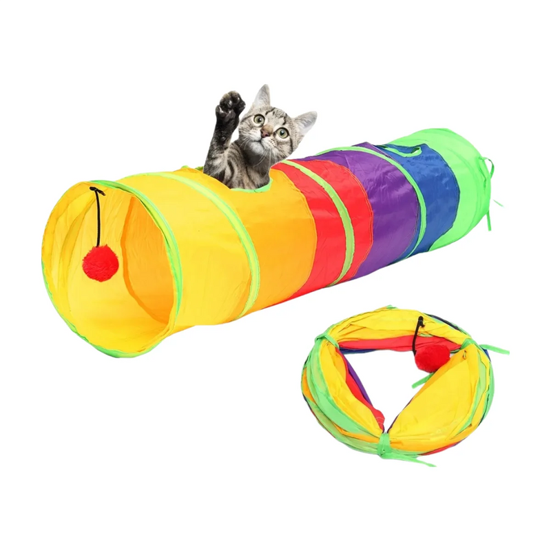 Brinquedo Para Pets Túnel Labirinto Para Gatos Colorido Top Divertido