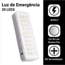 Luminária de emergência com 30 LEDs e bateria recarregável