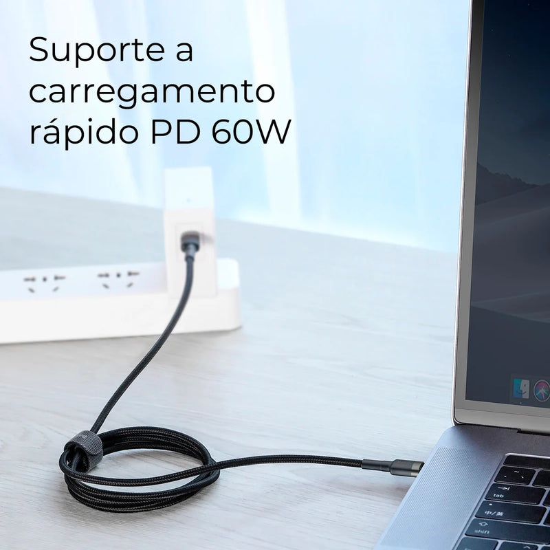 Cabo USB C para USB C Baseus Cafule 60 W para iPhone 15, MacBook, iPad Pro, cabo de carregamento rápido 5A, trança de nylon de 1 m/2 m