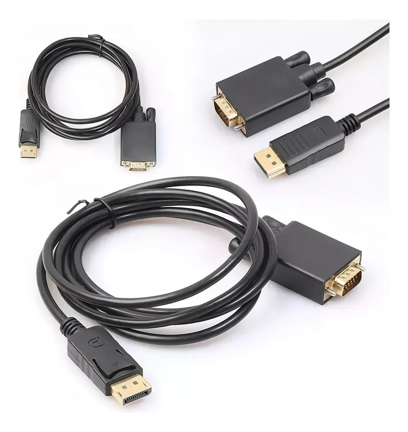 Cabo Adaptador Display Port VGA Full HD Plug Play para Notebook, Monitor, Projetor ATI e TV Mult-telas