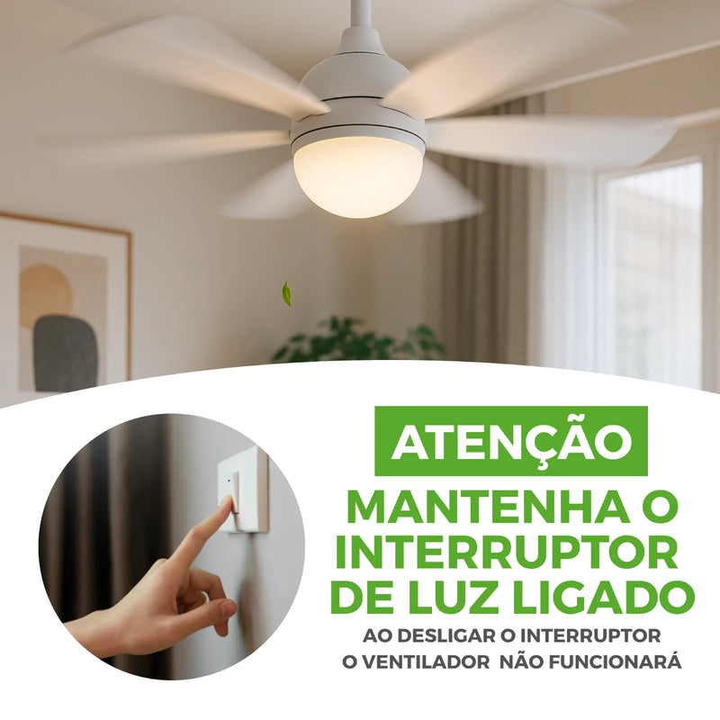 Ventilador De Teto E27 Com Lâmpada Led Bivolt Vt02 80w