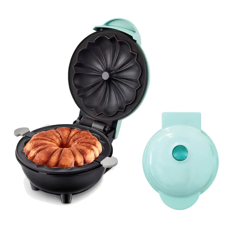 Mini Máquina Elétrica de Bolo e Doces Bundt Waffle com Superfície Antiaderente Fácil de Usar e Lavar