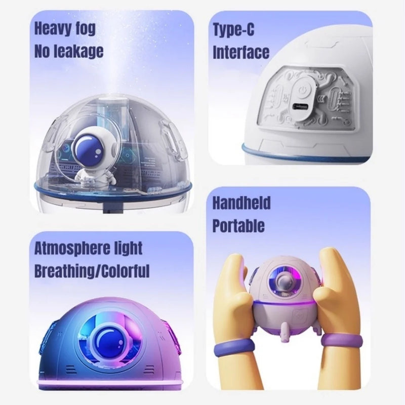 Umidificador de Ar Astronauta e Luz LED Colorida 220ml USB