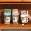 Porta de salada de vidro com garfo e mosto integrados - recipiente hermético para alimentos frescos, ideal para potes de fitness