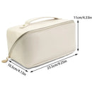 Bolsa feminina para maquiagem e cosméticos, bolsa de viagem portátil de couro com grande capacidade