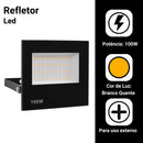 Refletor LED de 100W, holofote bivolt à prova d'água, luz potente.