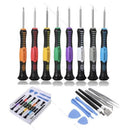 Kit de ferramentas com 16 peças para abrir e reparar celulares iPhone e Android. Ferramentas práticas, compactas e essenciais para manutenção.