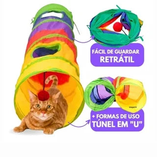 Brinquedo Para Pets Túnel Labirinto Para Gatos Colorido Top Divertido