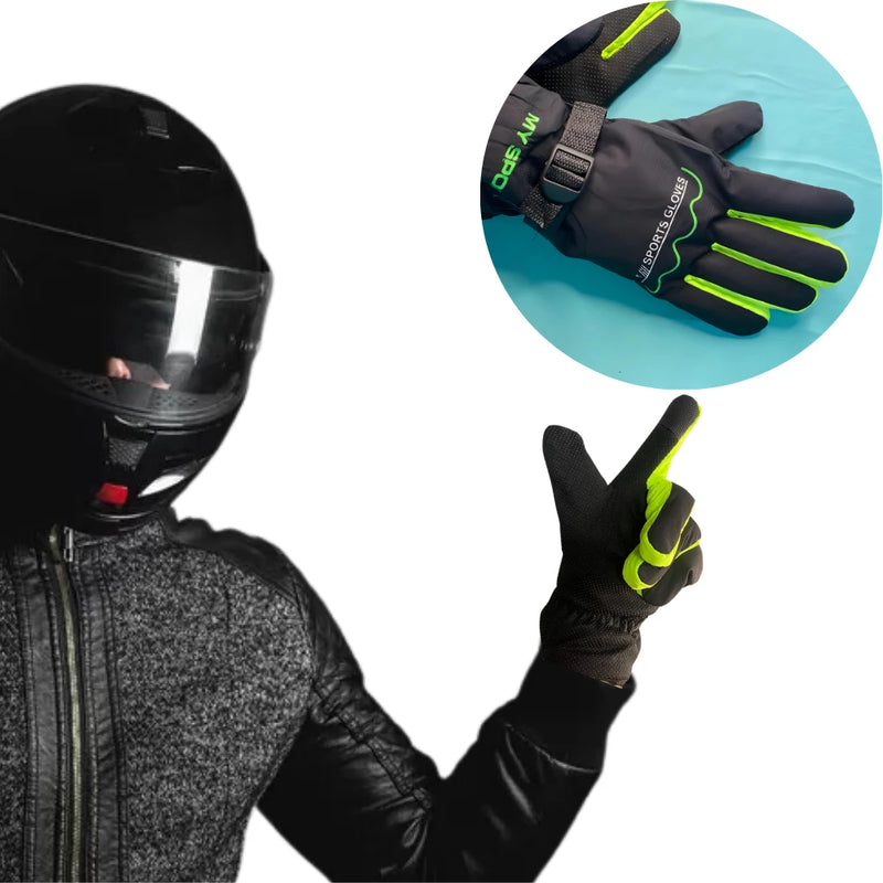 Luvas de motociclista unissex com cadarços antiderrapantes para motocicleta/ciclista com ajuste