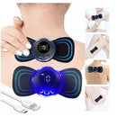 Massageador elétrico portátil mini cervical EMS alivia dores no pescoço e no corpo.