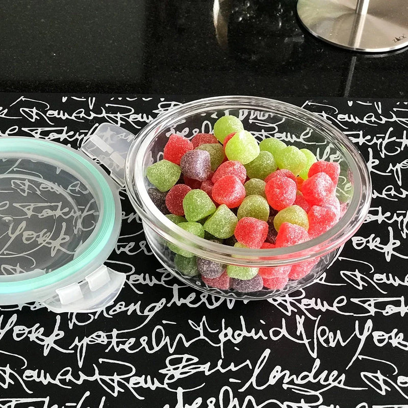 Lancheira de vidro resistente ao calor retangular hermética com fecho para panela