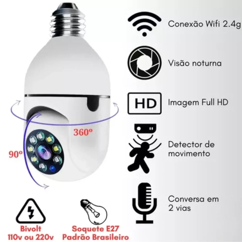 Câmera De Segurança Visão Noturna Lampada Facil Instalação