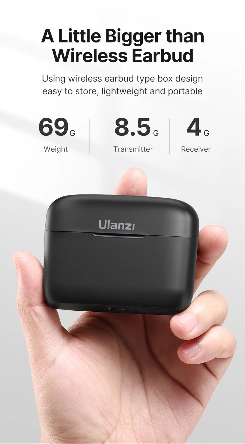 Microfone de lapela sem fio Ulanzi J12, conjunto de microfone de lapela para gravação de vídeo curto, mini microfone para iPhone 16, 15, 14, Android, transmissão ao vivo