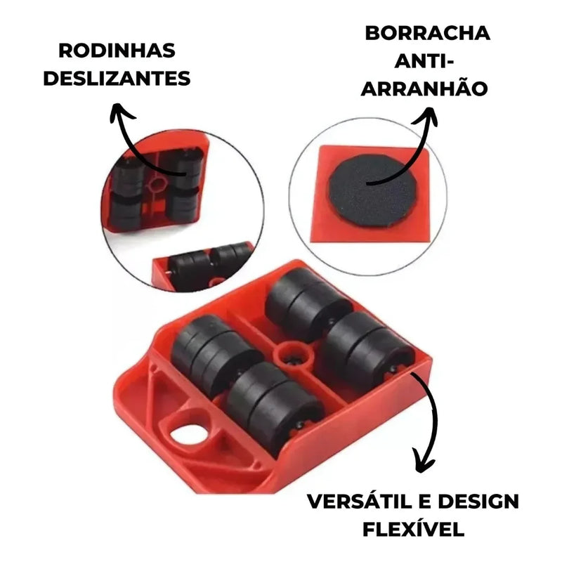 Suporte Movedor Rodinhas para Levantar e Mover Móveis e Transporte Easy Lift