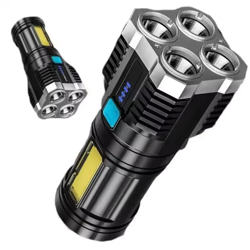 Lanterna LED Recarregável USB Cob Torch Potente e Alta Qualidade - Compacta Durável Multifuncional