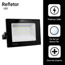 Refletor LED de 100W, holofote bivolt à prova d'água, luz potente.