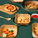 Papel de proteção antiaderente para fritadeira a ar quente, formato redondo e quadrado, pacote com 100 unidades.