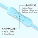 Fone de ouvido Macaron com fio, microfone e botão de chamada em cores sortidas.