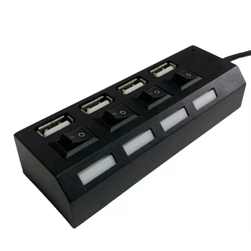 Hub USB com 4 Entradas USB 2.0 de Alta Velocidade com Botão Liga/Desliga