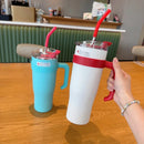 Copo térmico de aço inoxidável 1200 ml 1,2 litros com alça e canudo copo de aço inoxidável de alta qualidade e grande ca